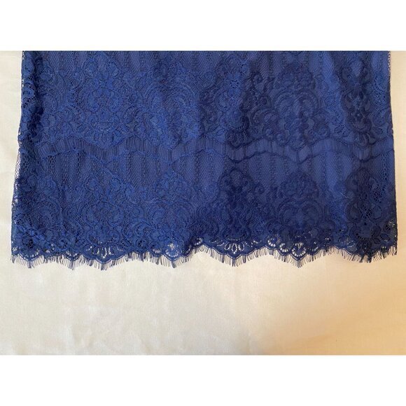 NWT Kensie Navy Blue Lace Overlay Lined Short Sleeve Dress Size 12 - Picture 10 of 12